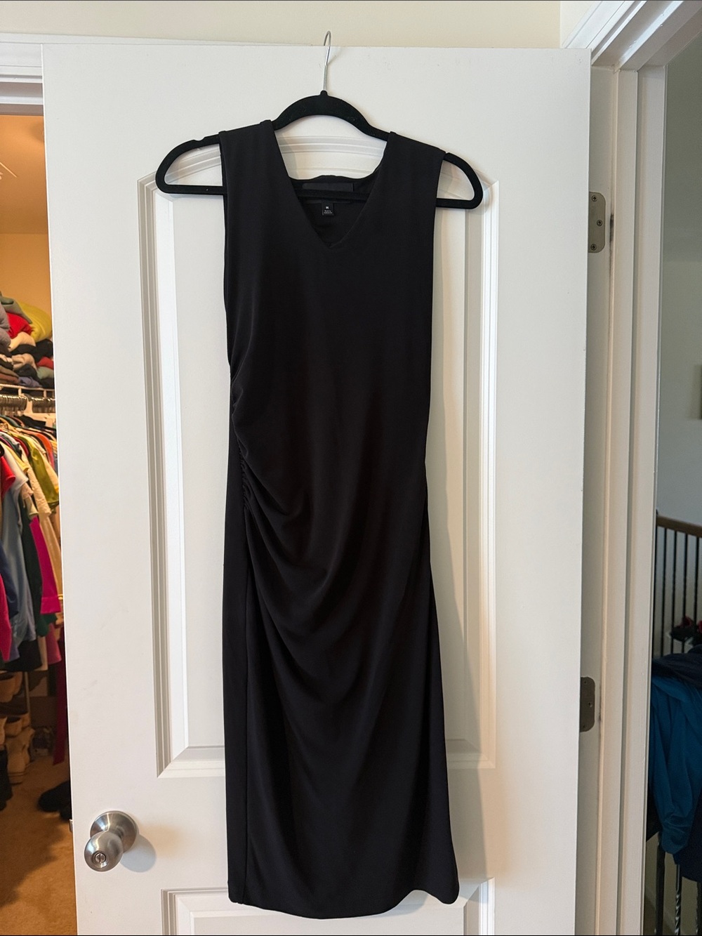 Honeylove InnerPower Sleeveless Midi Dress Black Crepe Shapewear